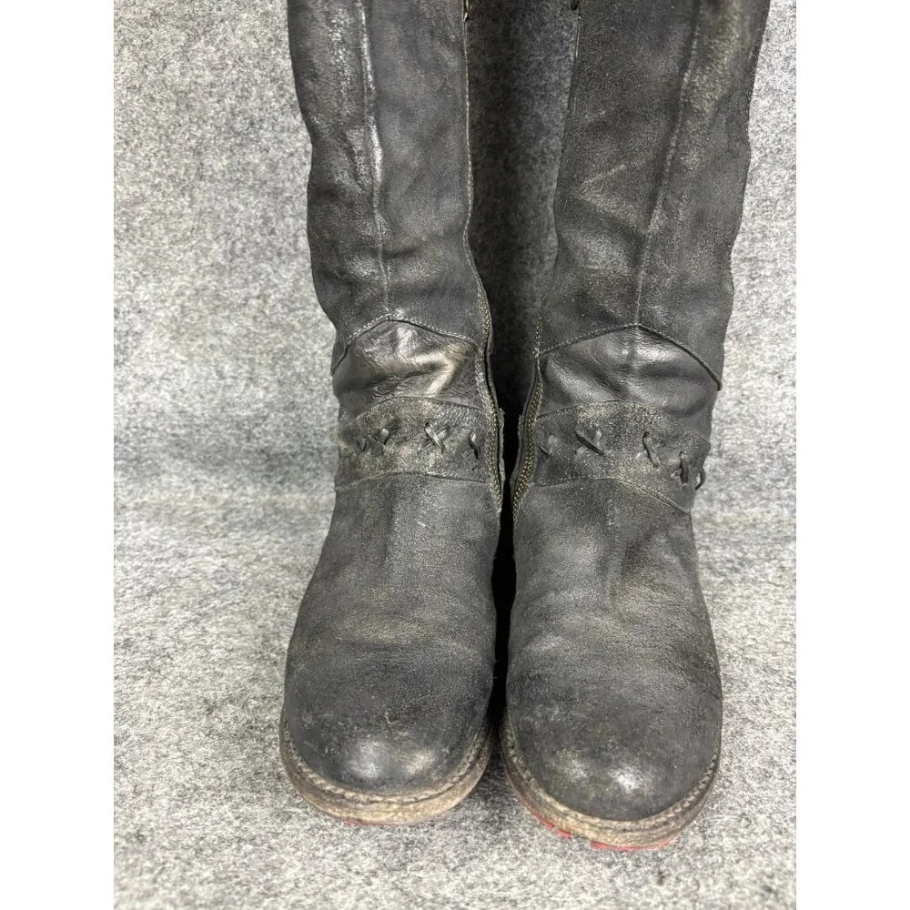Bed Stu Midge Boots Womens‎ Size 8 Black Tall Leather Riding Knee High Western